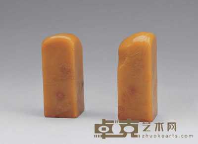 民国 寿山石对章 高5.8cm；高5.6cm